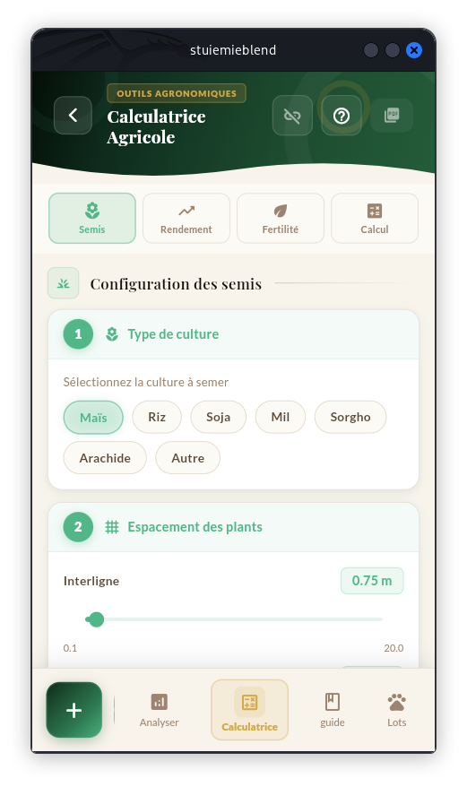 Module Semis — Calculatrice Agronomique